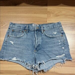 Agolde Light Blue Distressed Jean Shorts